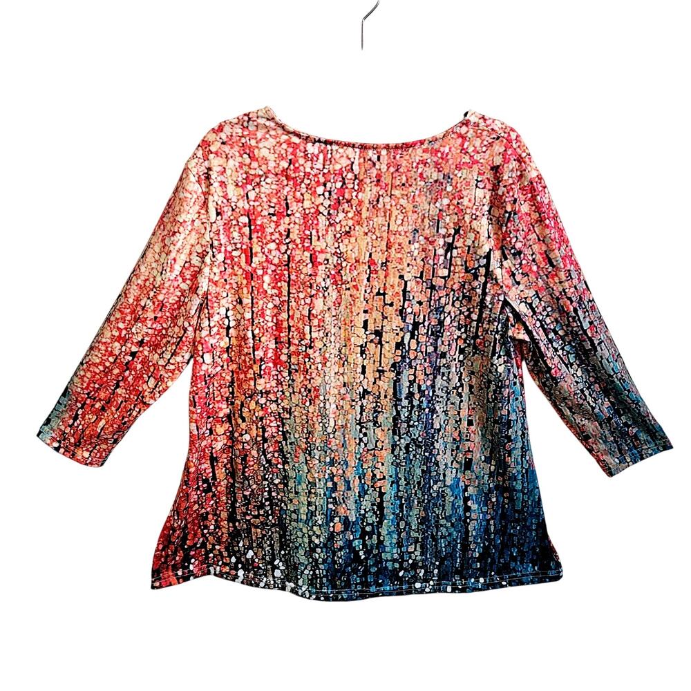 Women's Ombre Sequin-Effect Scoop Neck Blouse - Pink to Blue - Picture 4 of 5